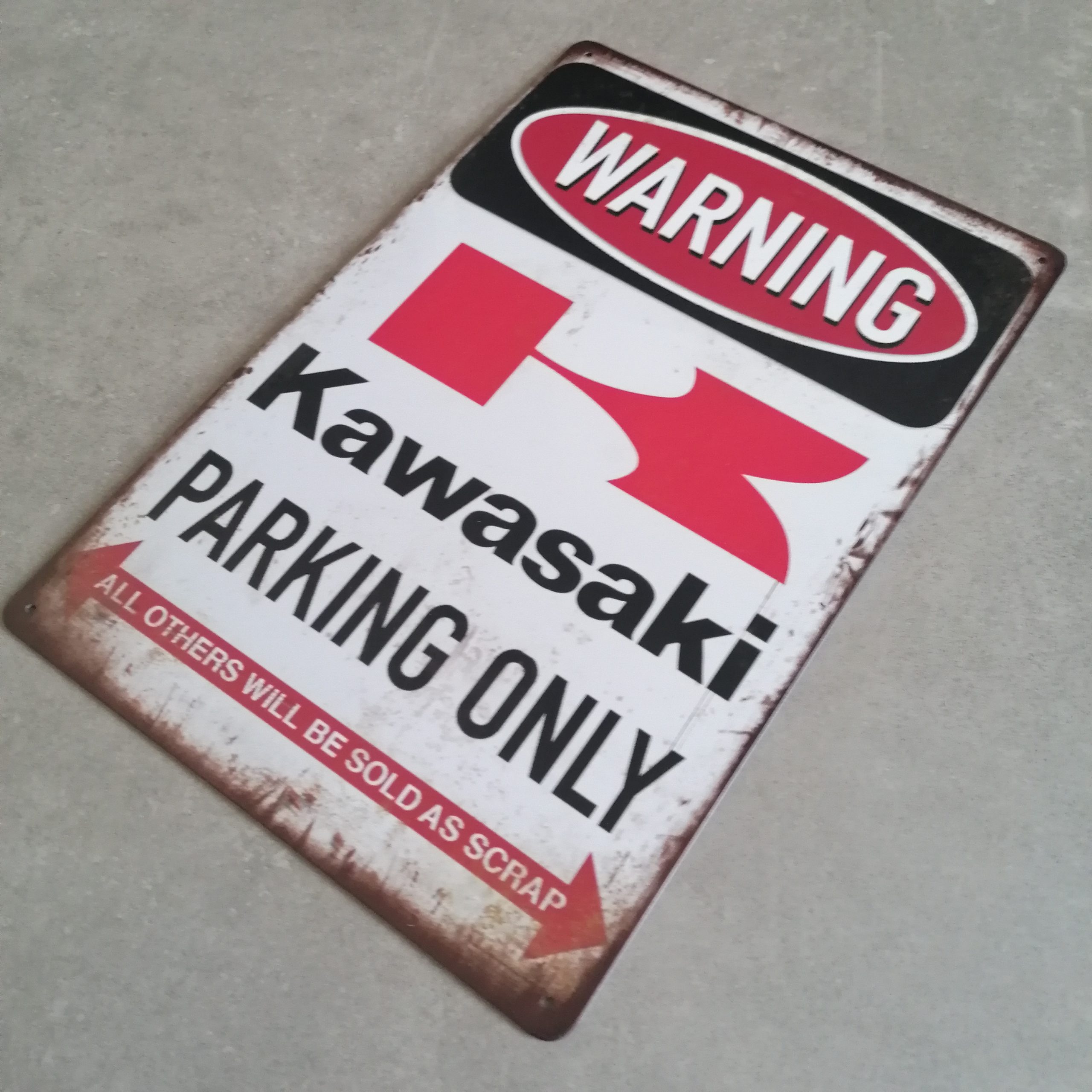 Blechschild - Kawasaki Parking Only - Retro - HAL-Parts